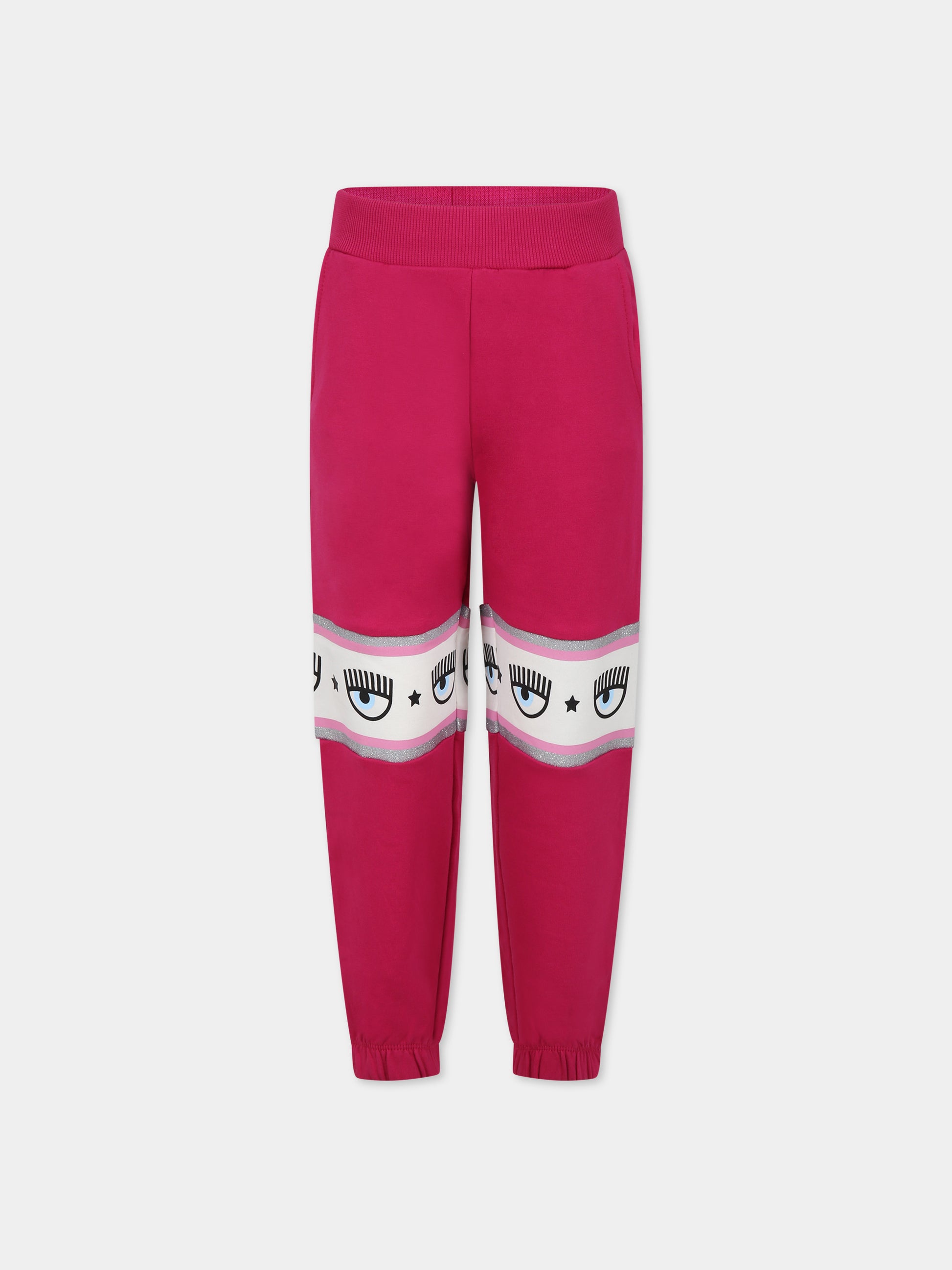 Pantaloni fucsia per bambina con eyes flirting,Chiara Ferragni Collection,59B400 2010 098F