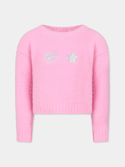 Maglione rosa per bambina con eyestar,Chiara Ferragni Collection,59B614 2051 067F