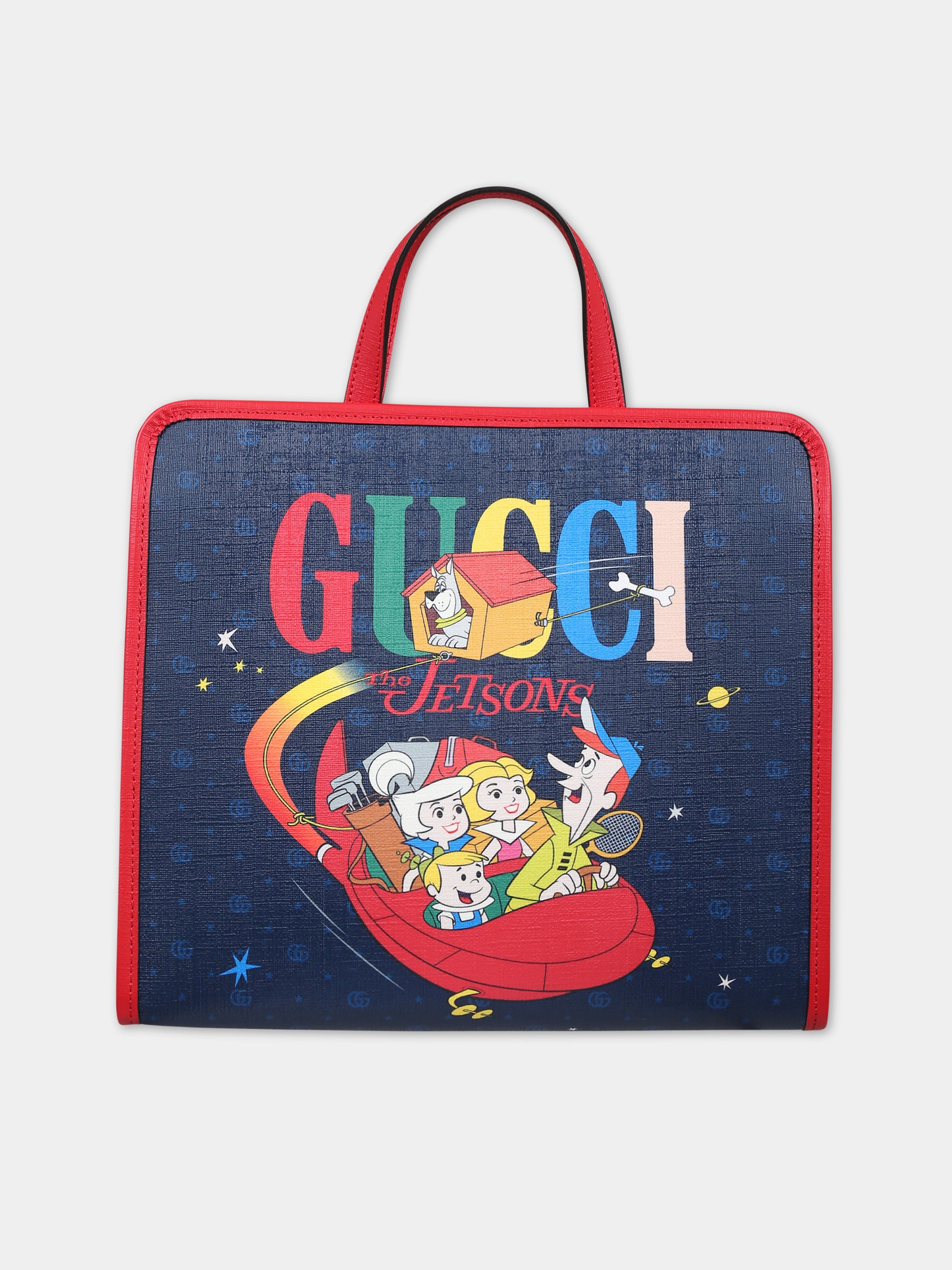 Borsa shopping blu con stampa Jetsons per bambini,Gucci Kids,605614 FACGI 4049