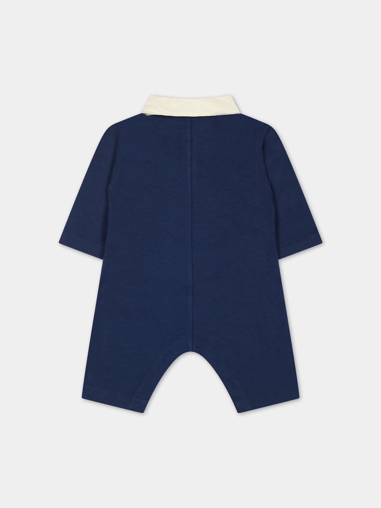 Tutina blu per neonato con incrocio GG,Gucci Kids,660754 XJFOW 4696