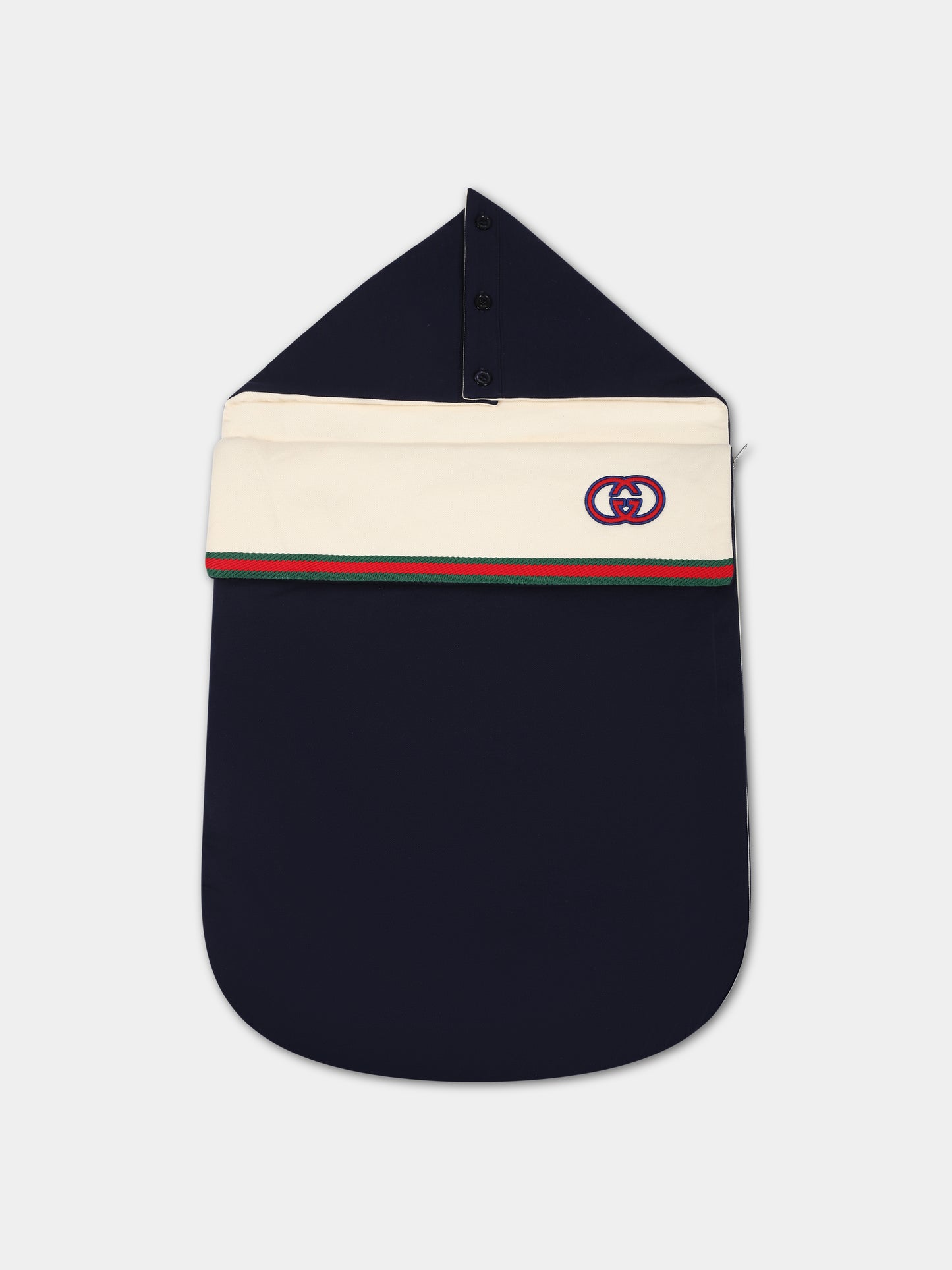 Sacco nanna blu per neonato con incrocio GG,Gucci Kids,749617 XJFPB 4582