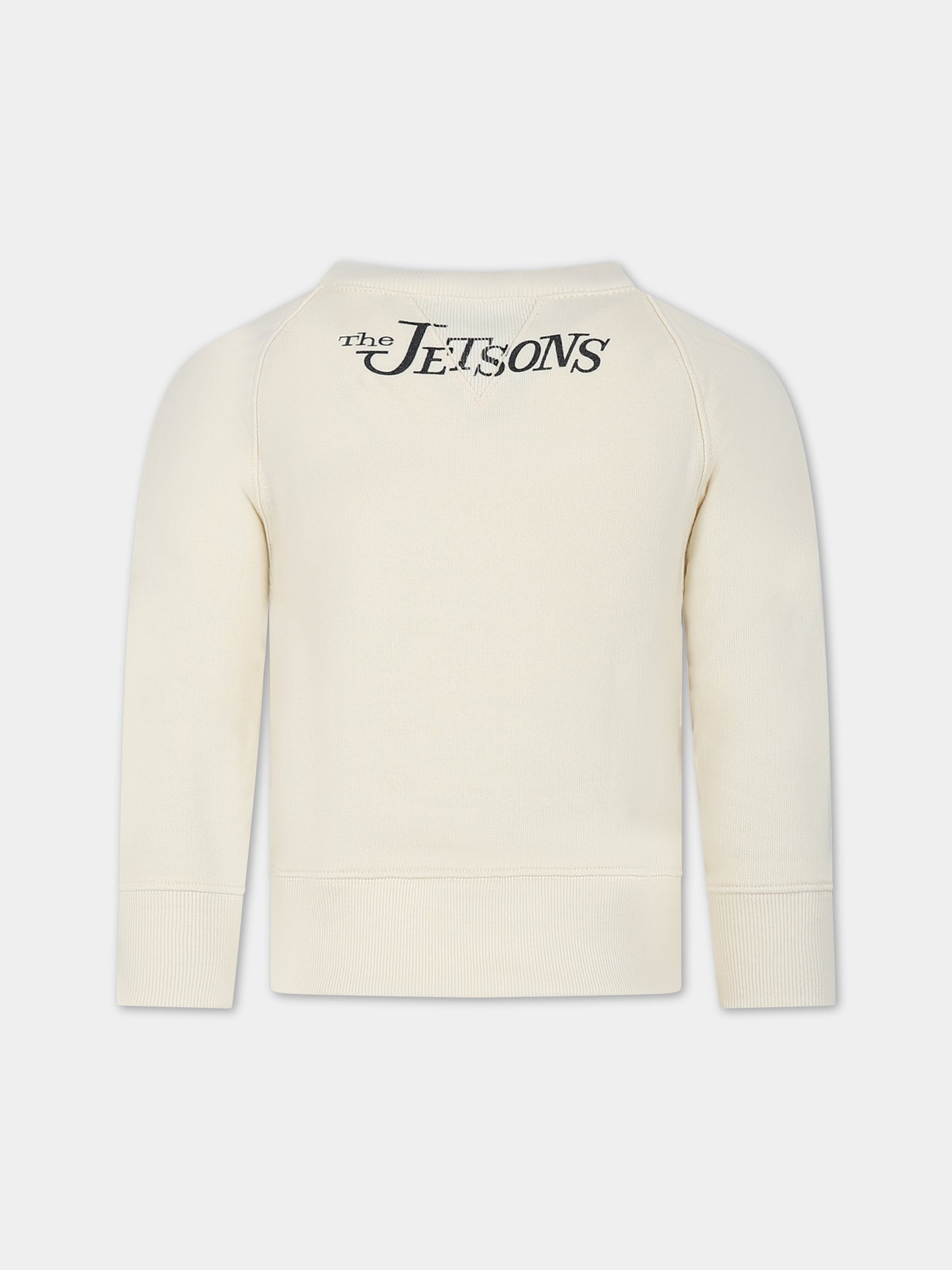 Felpa avorio per bambini con incrocio GG e animali,Gucci Kids,711682 XJFMM 9222