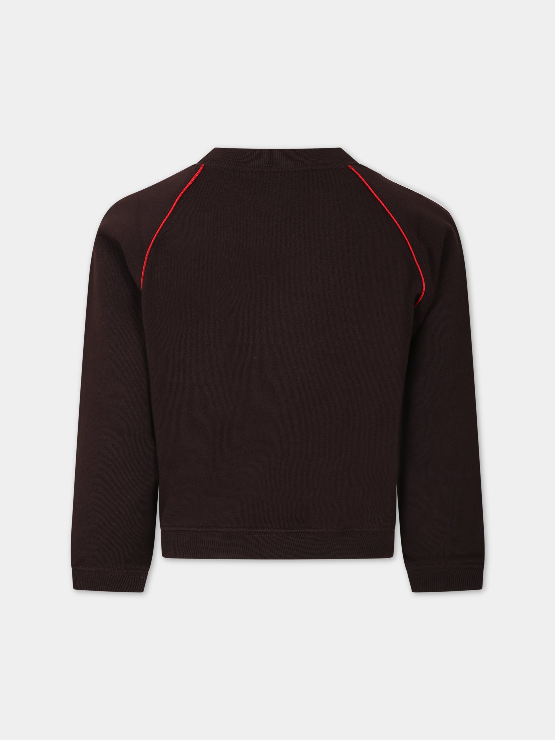 Felpa marrone per bambini con stampa logo,Gucci Kids,737610 XJFVS 2460