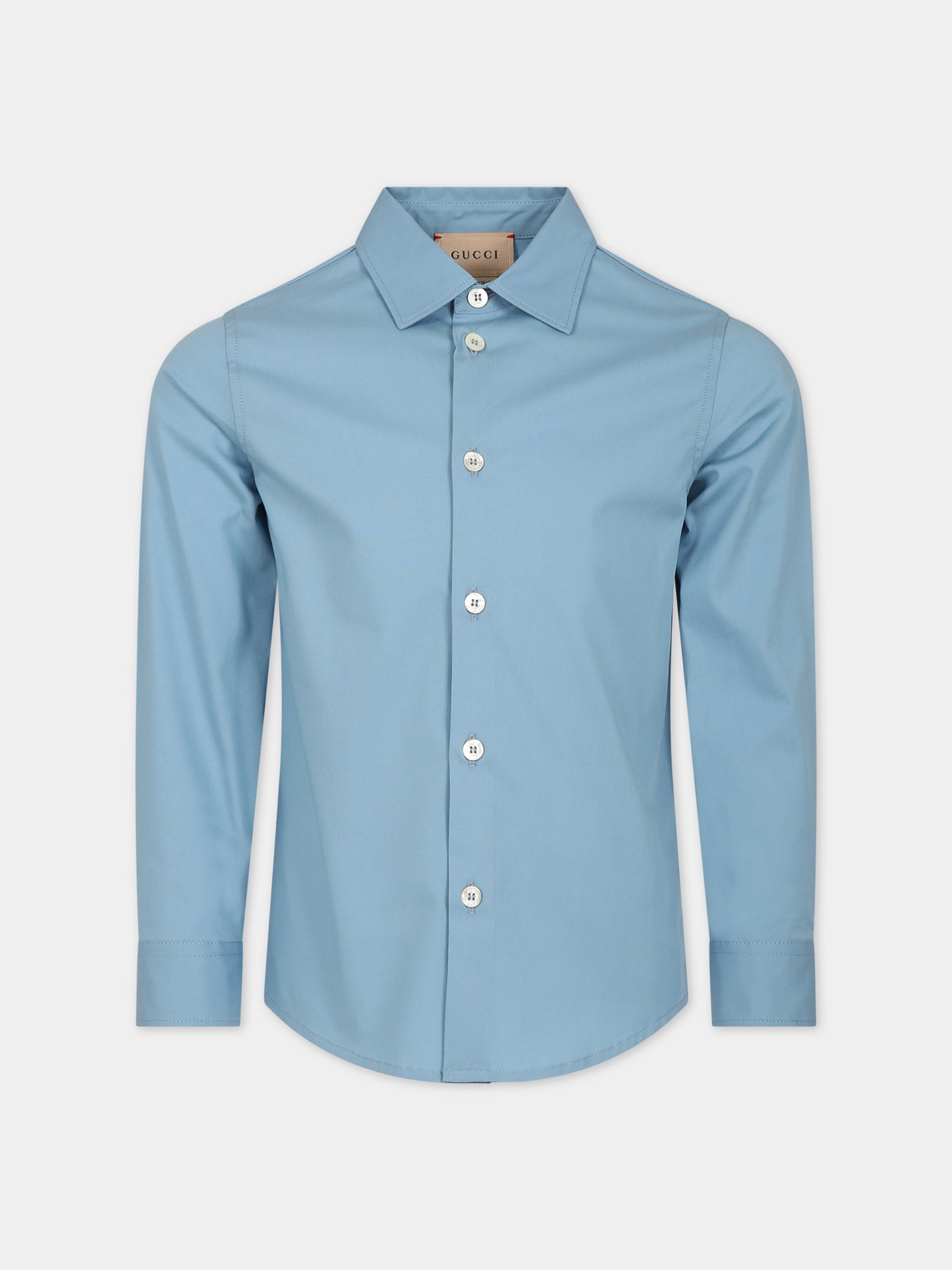 Camicia azzurra per bambino con icrocio GG,Gucci Kids,747297 XWAYG 4487
