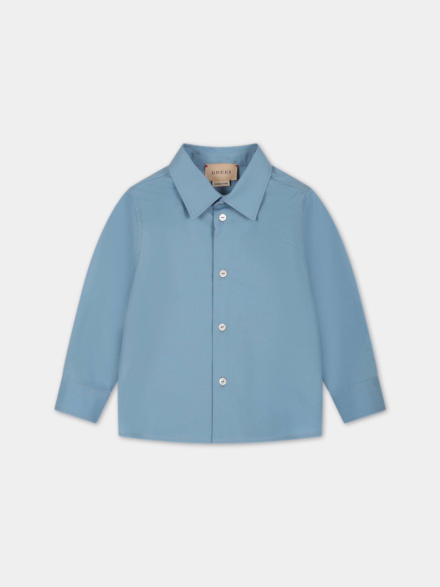 Camicia azzurra per neonato con doppia G,Gucci Kids,747298 XWAYG 4487