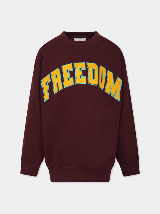 Felpa bordeaux per bambini con scritta Freedom,Molo,1W23J202 8799