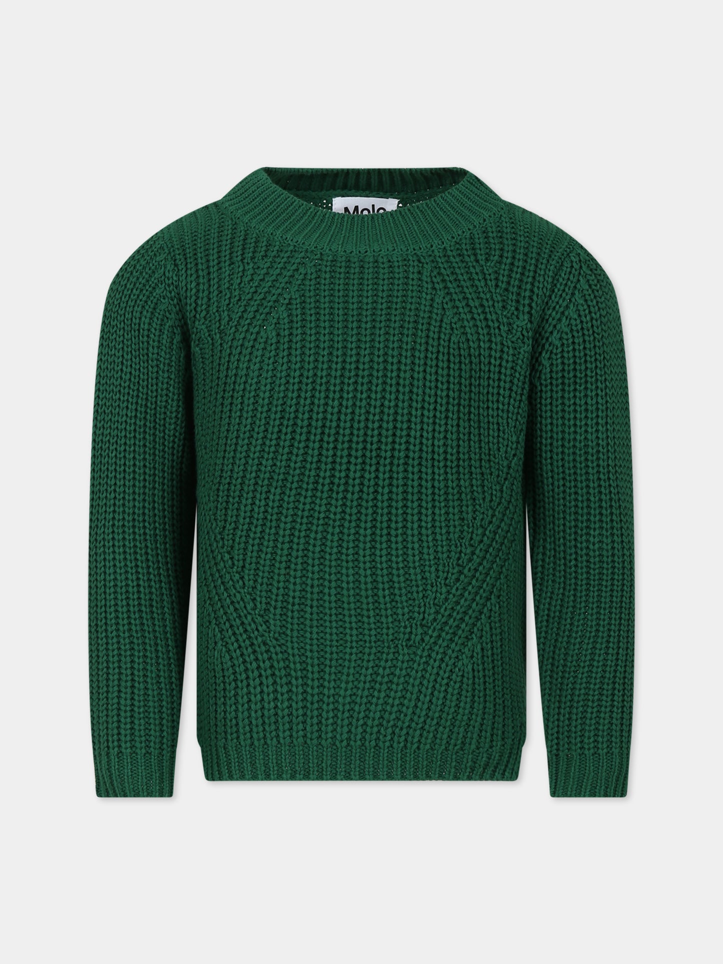 Maglione verde per bambina con logo,Molo,2W23K209 8761