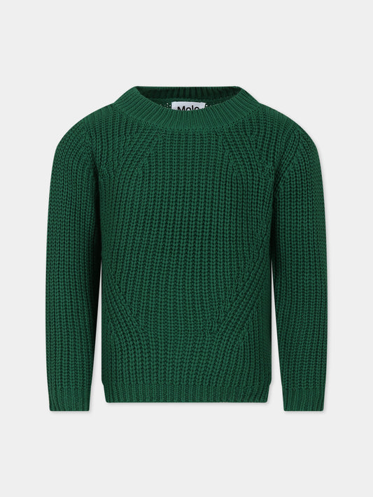 Maglione verde per bambina con logo,Molo,2W23K209 8761
