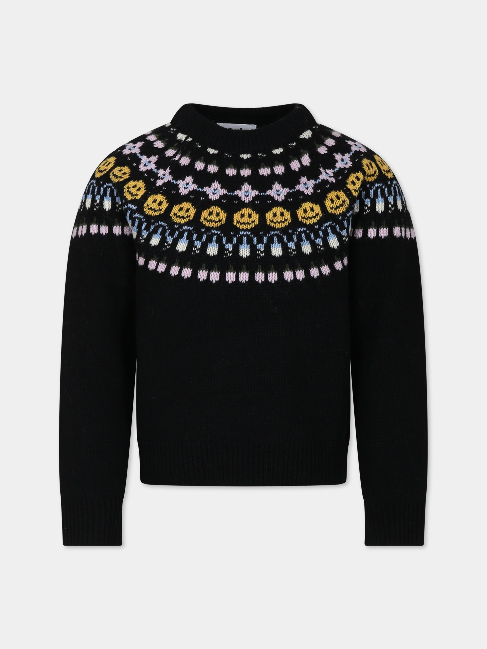 Maglione nero per bambina con smiley,Molo,2W23K213 7723