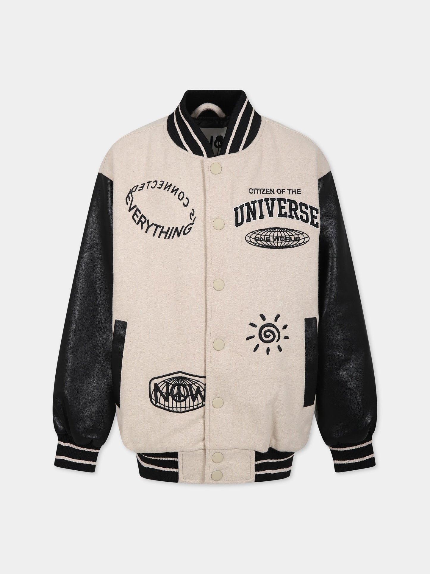 Bomber beige per bambini con scritta Universe,Molo,5W23M335 8787