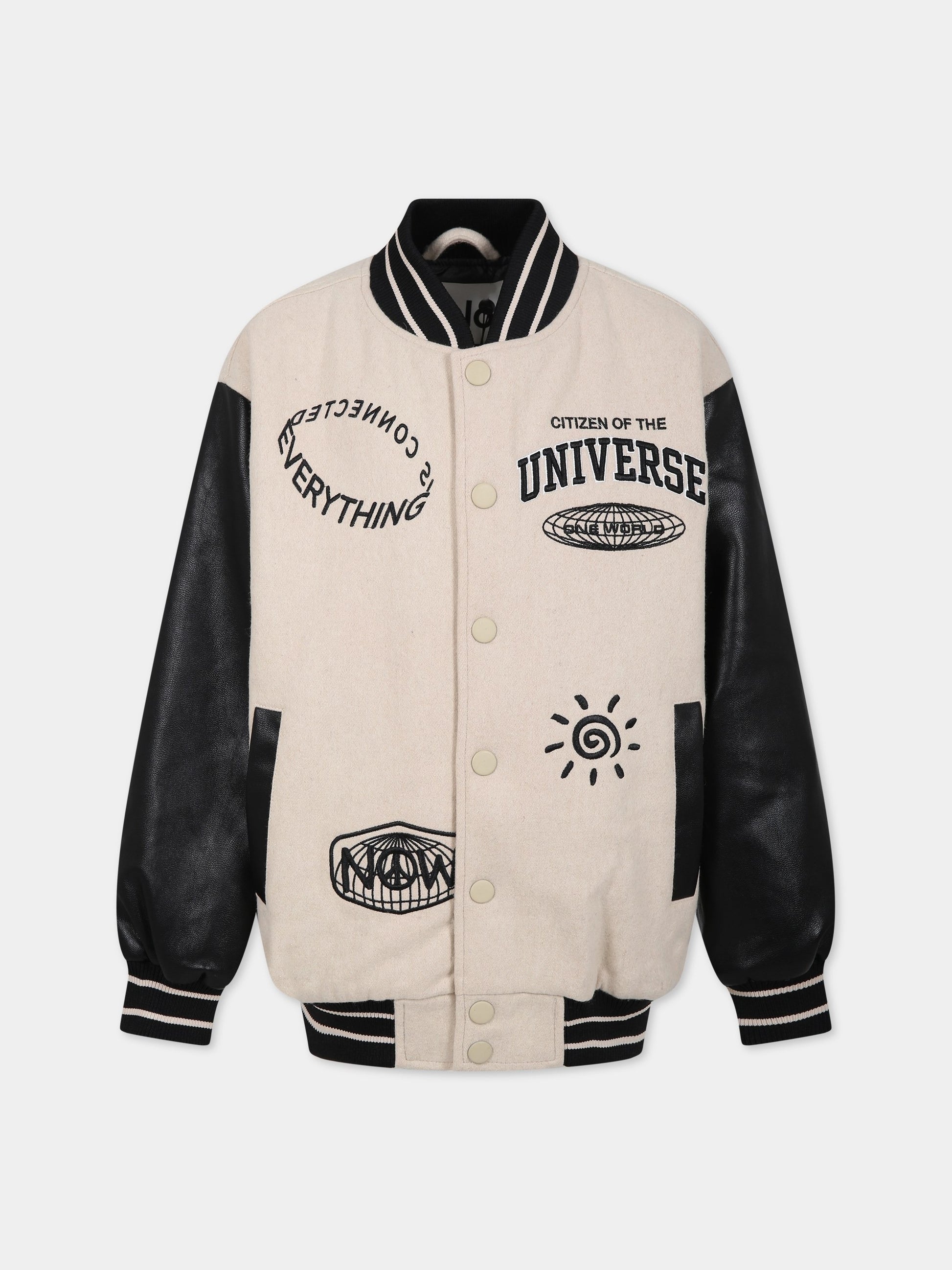 Bomber beige per bambini con scritta Universe,Molo,5W23M335 8787