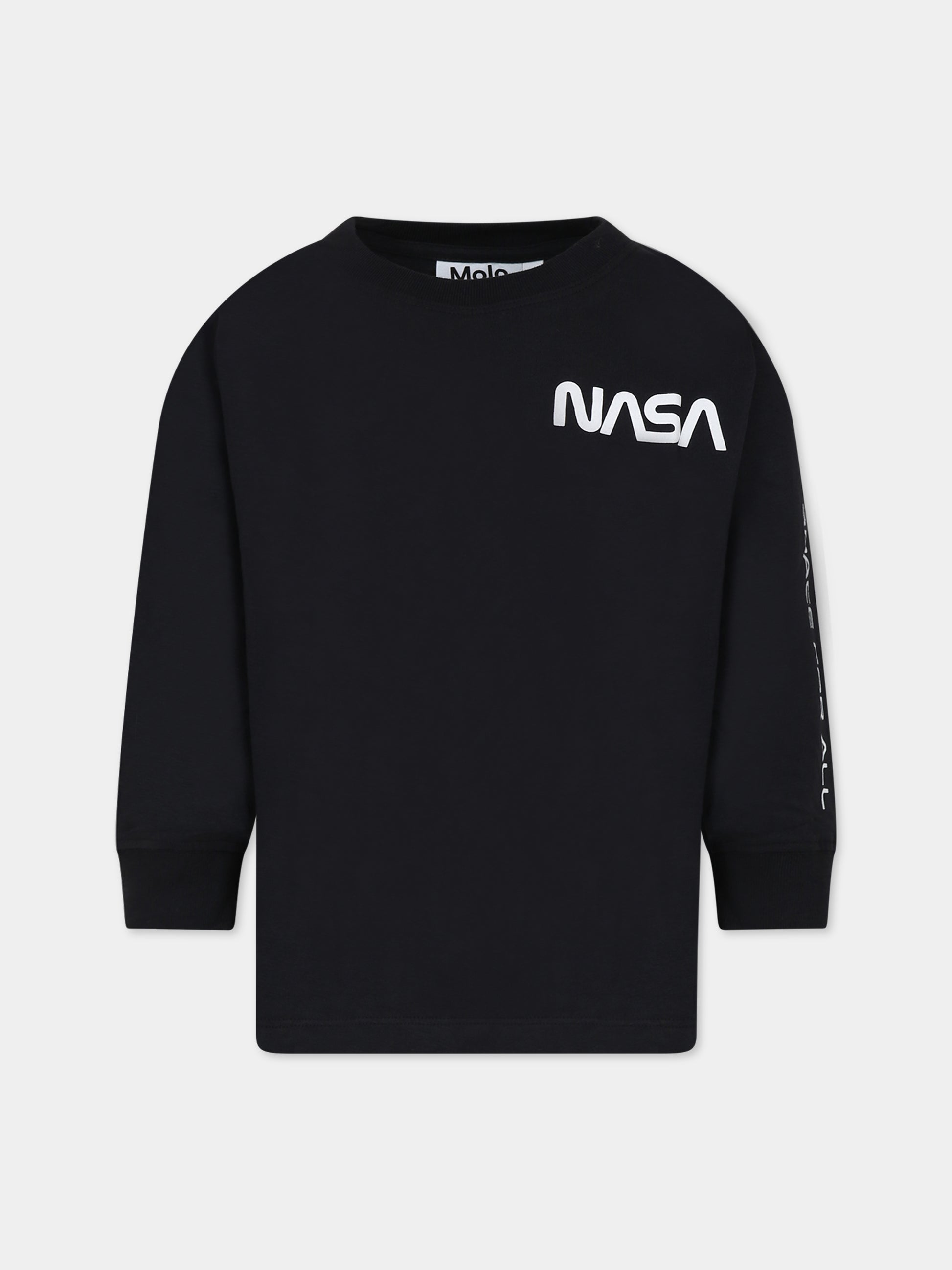 T-shirt nera per bambini con scritta,Molo,6W23A402 0099