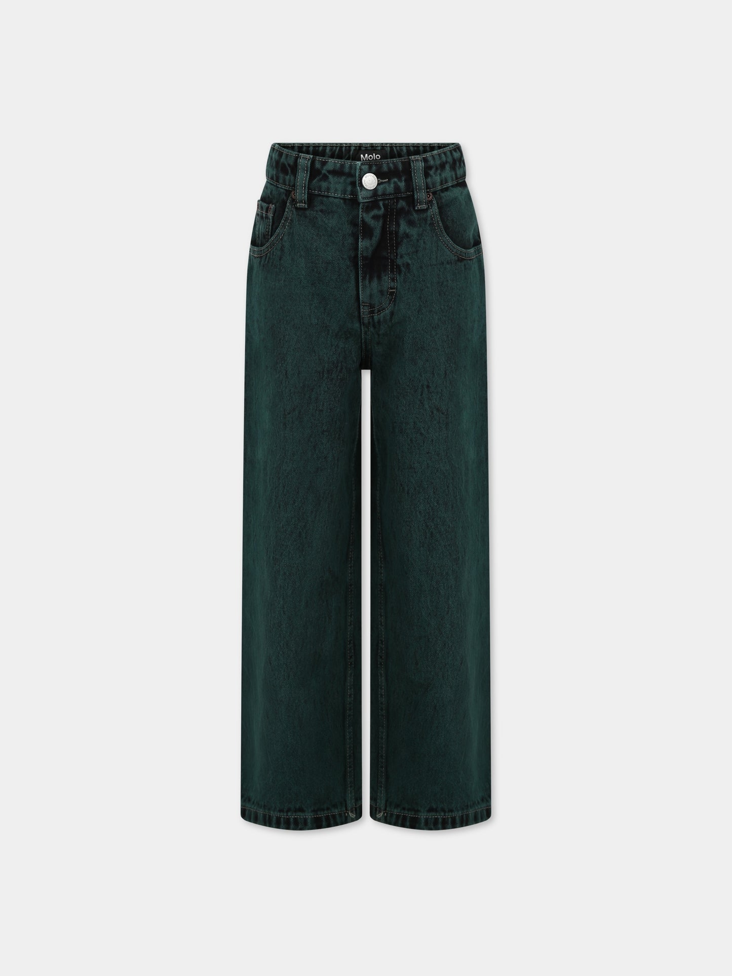 Jeans verdi per bambini con logo,Molo,6W23I102 8819