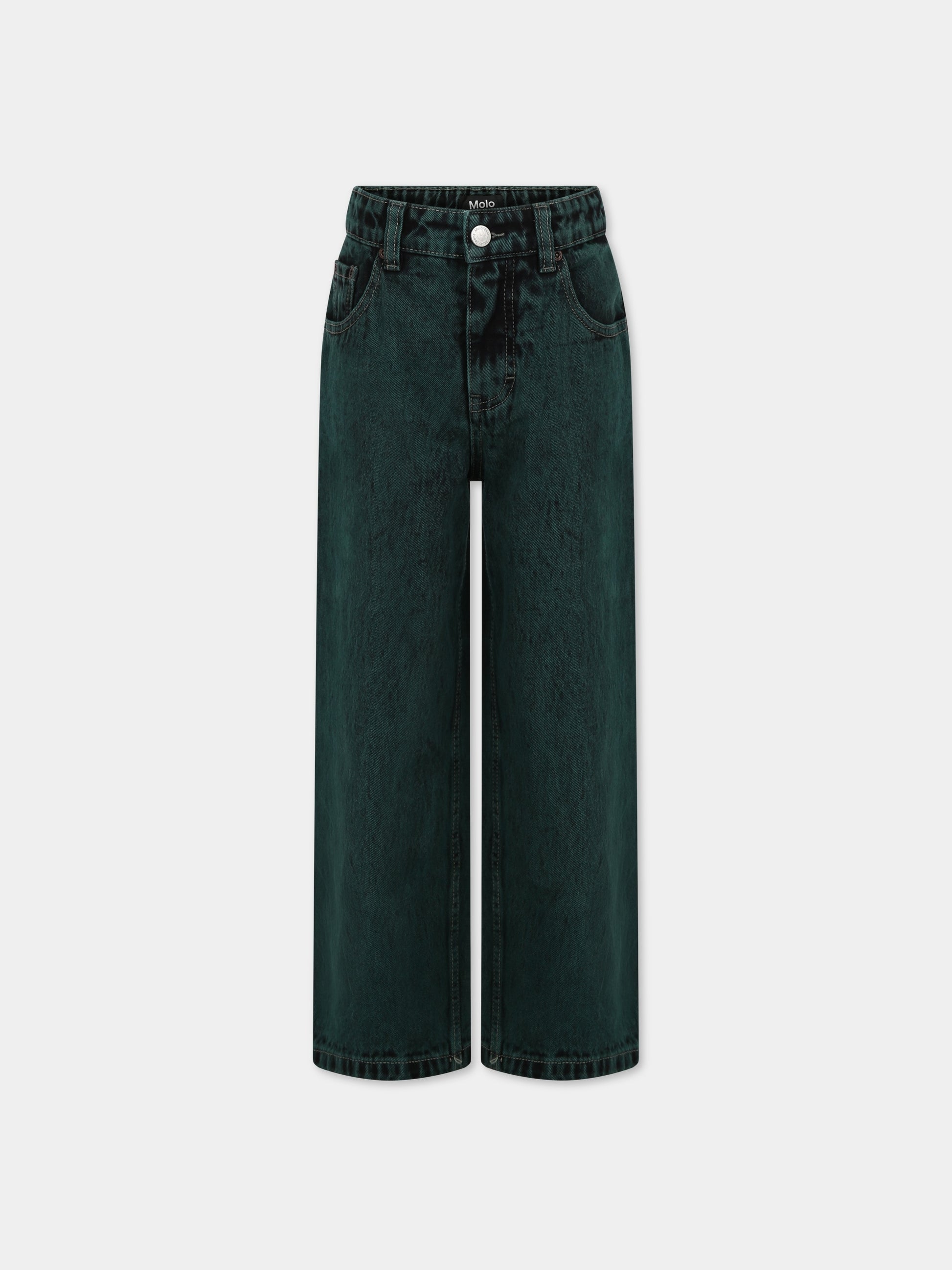 Jeans verdi per bambini con logo,Molo,6W23I102 8819