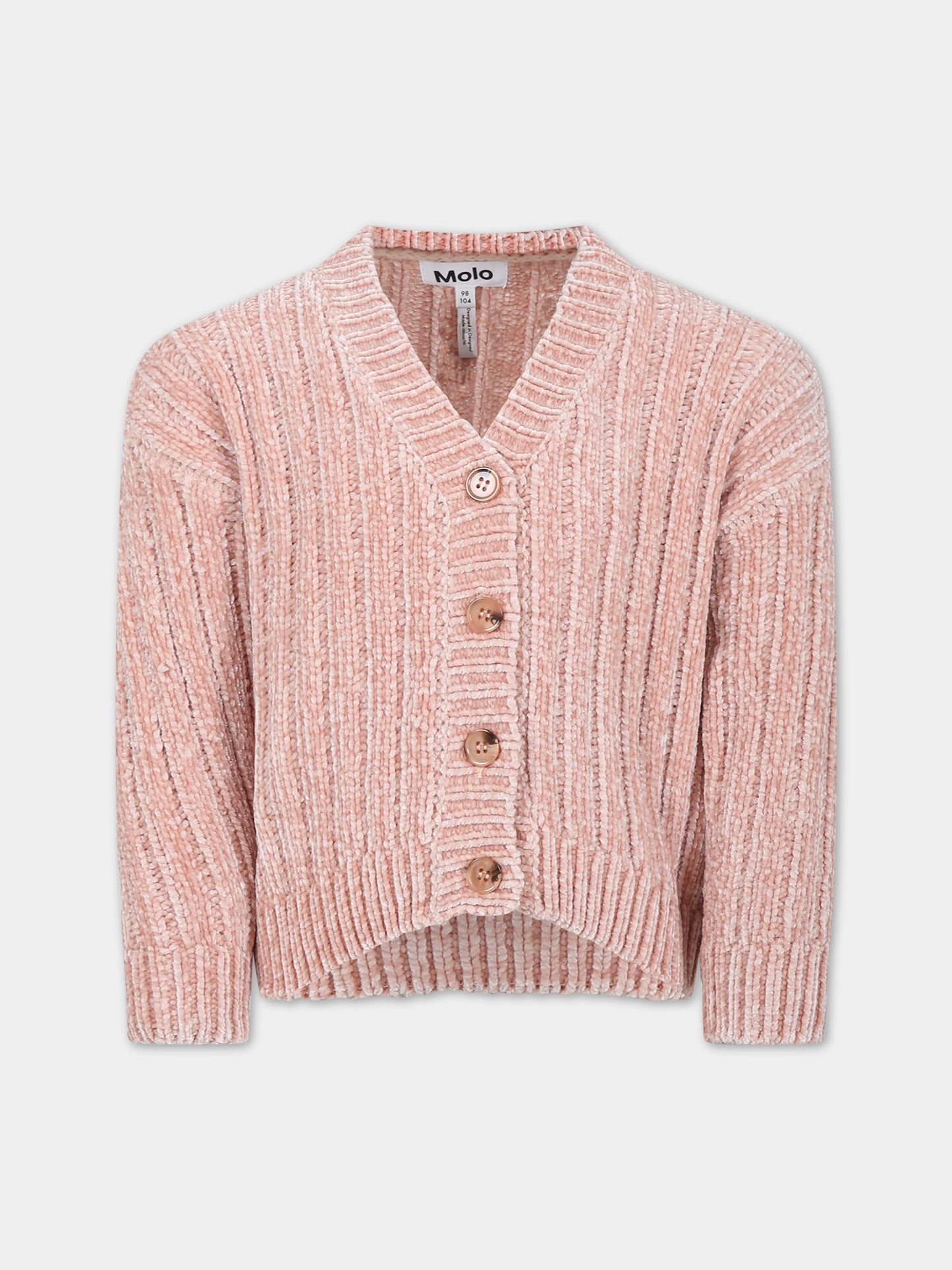 Cardigan rosa per bambina con logo,Molo,2W23K301 8058