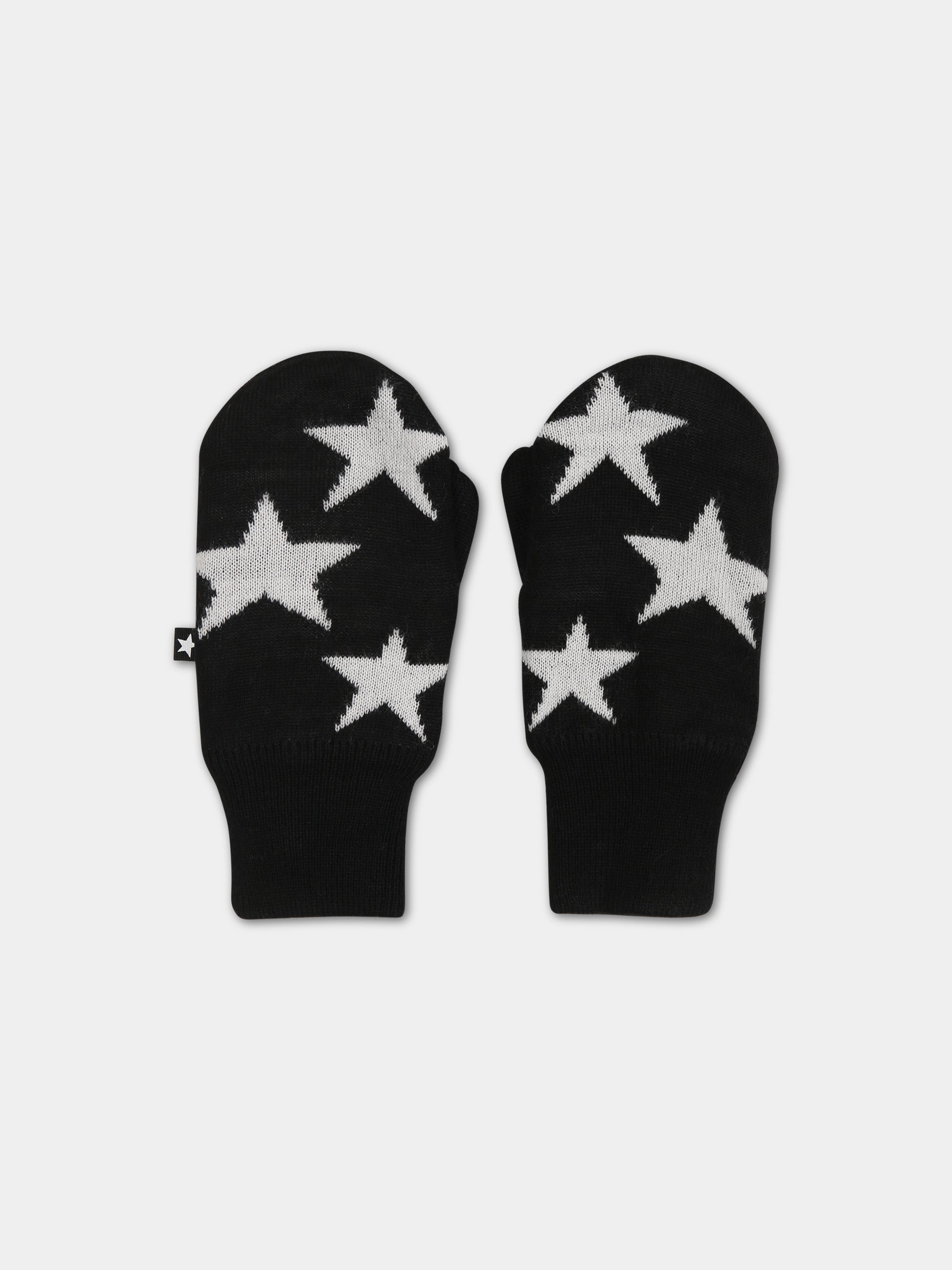 Guanti neri per bambini con stelle,Molo,7W23S103 0099