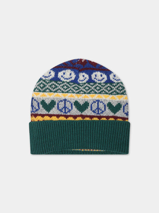 Berretto verde per bambini con motivo jacquard,Molo,7W23S308 3292