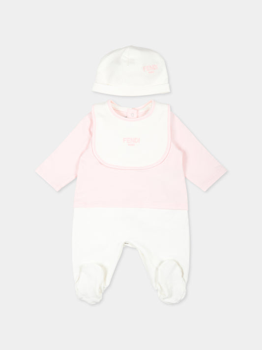 Set rosa per neonata con logo,Fendi Kids,BUK103 8RA F0C11