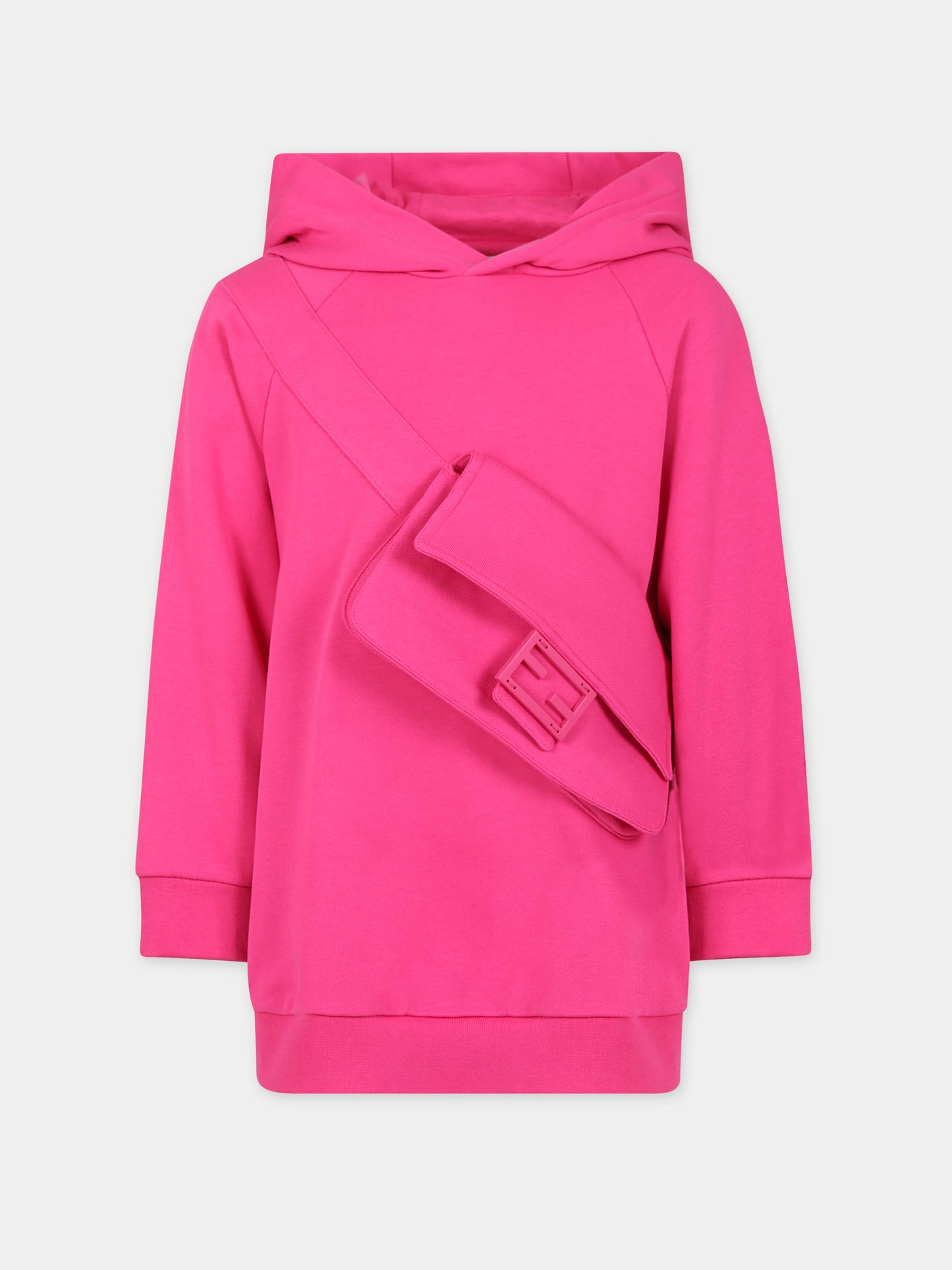 Felpa fucsia con Baguette per bambina,Fendi Kids,JUH062 5V0 F0UJ3