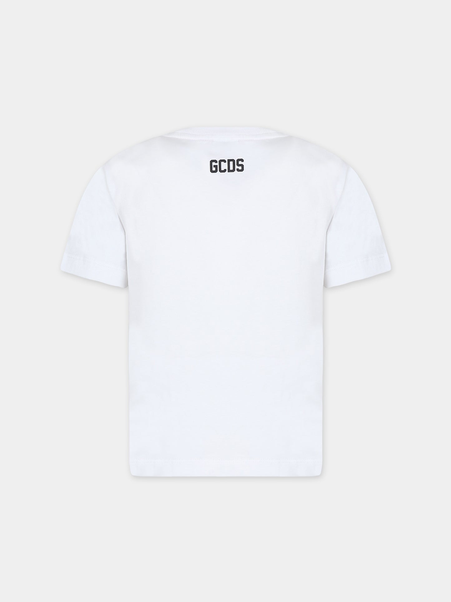 T-shirt bianca per bambino con logo,Gcds Kids,DMM00I LAA10 10101