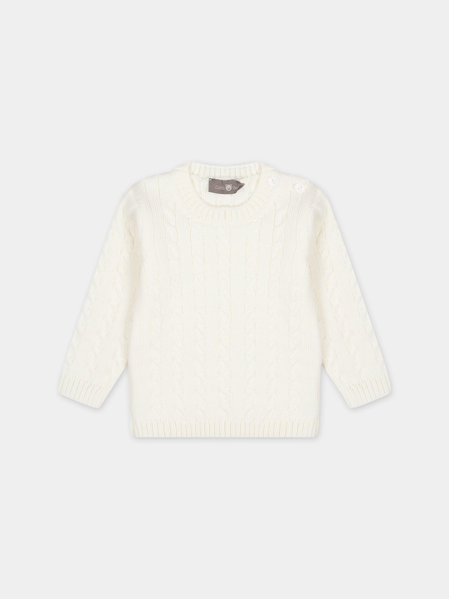 Maglione bianco per neonati,Little Bear,7164 LATTE