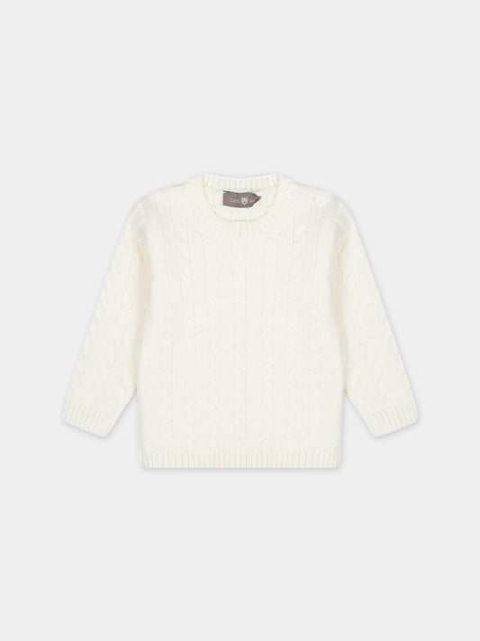 Maglione bianco per neonati,Little Bear,7164 LATTE