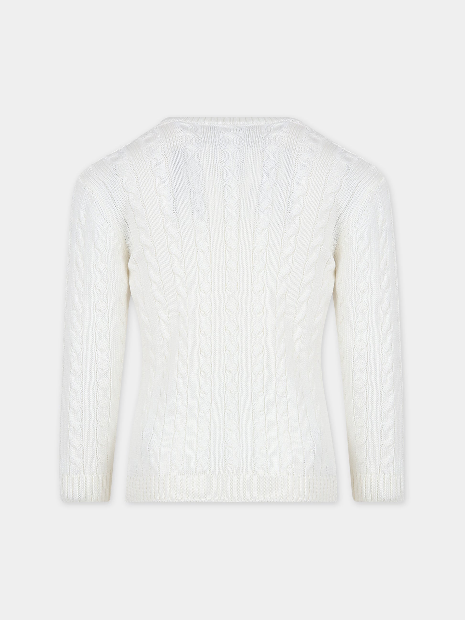 Maglione bianco per bambini,Little Bear,7164 LATTE