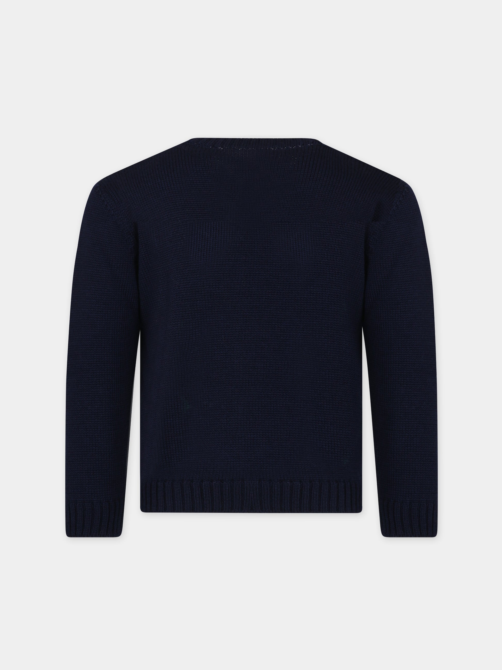 Maglione blu per bambino con rombi,Little Bear,7154 BLU