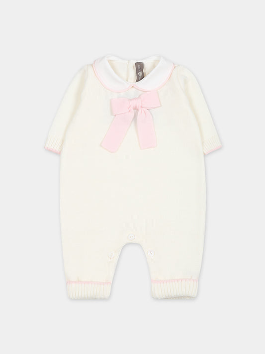 Tutina avorio per neonata con fiocco,Little Bear,7132 LATTE/CIPRIA