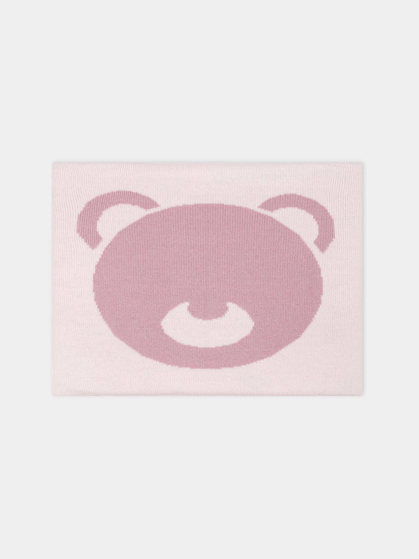 Coperta rosa per neonata con orso ricamato,Little Bear,7136 CIPRIA/PEONIA