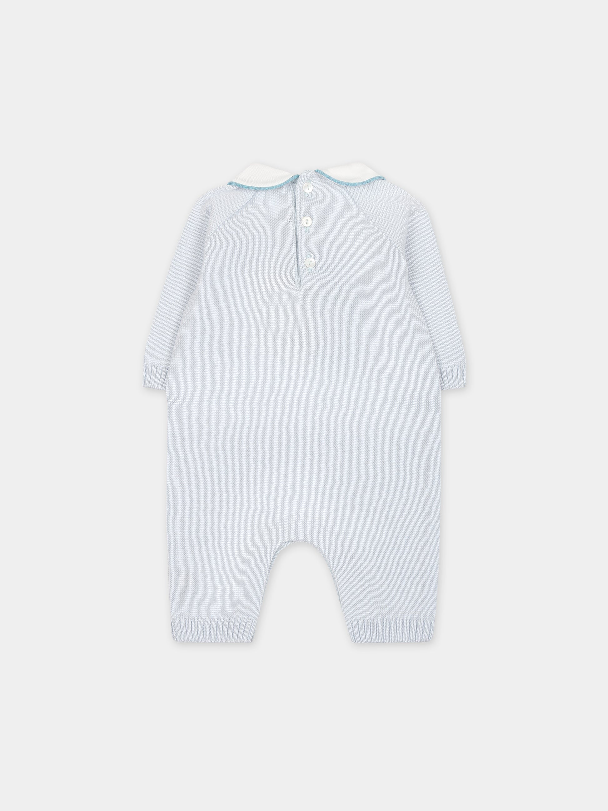 Tutina azzurra per neonato con orso ricamato,Little Bear,7137 CIELO/POLVERE