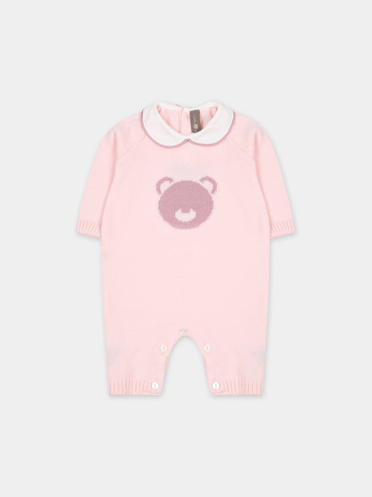 Tutina rosa per neonata con orso ricamato,Little Bear,7137 CIPRIA/PEONIA