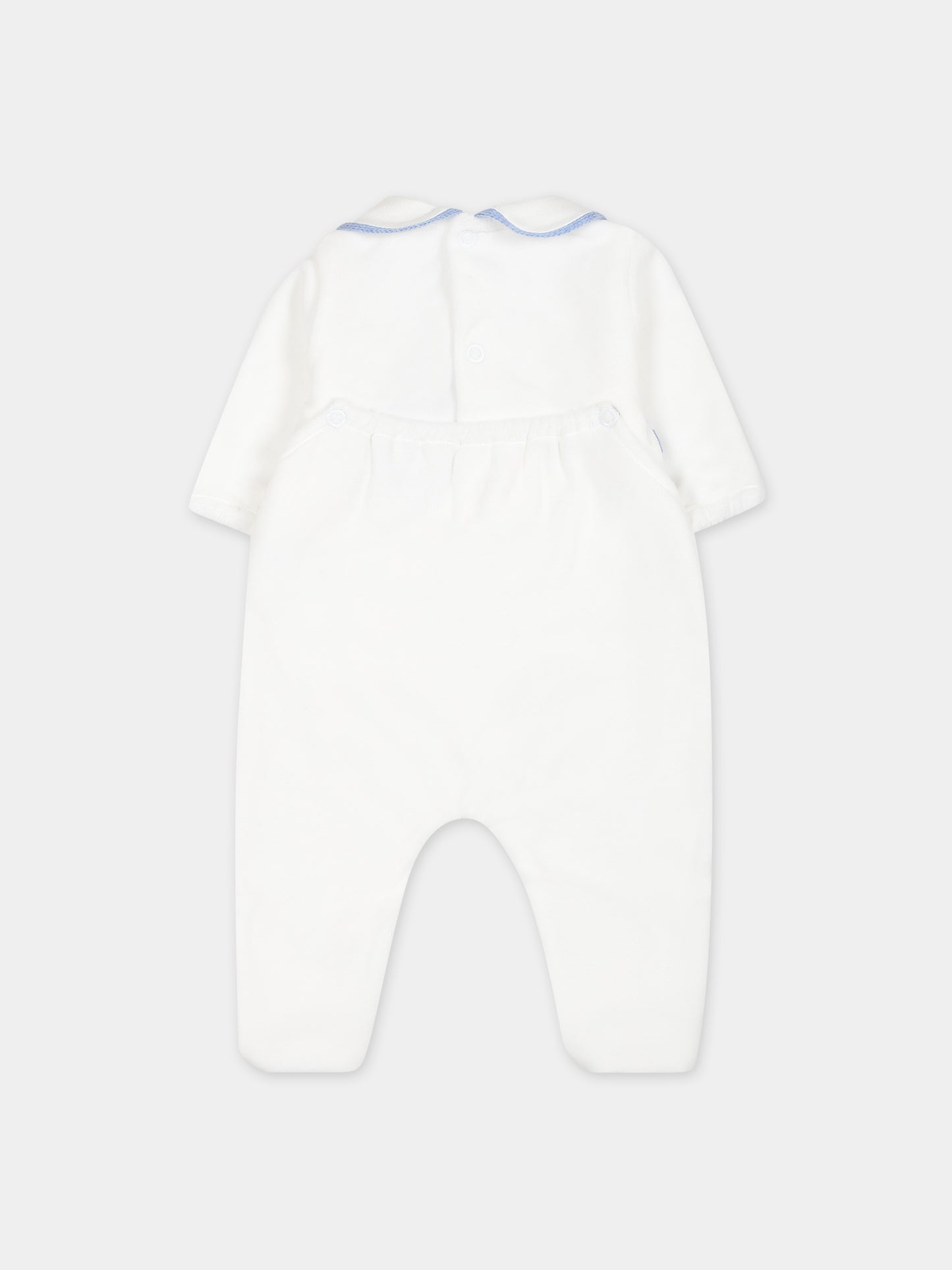 Tutina bianca per neonato,Little Bear,7038 LATTE/AZZURRO
