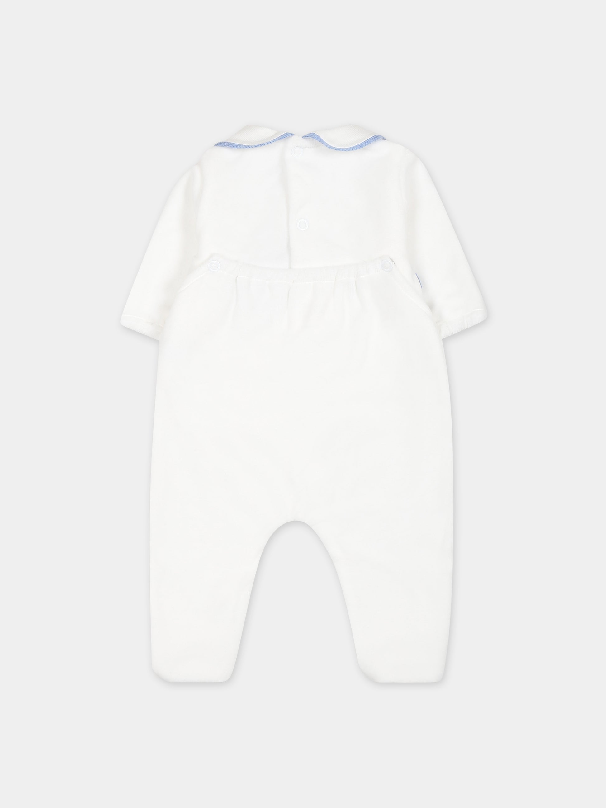 Tutina bianca per neonato,Little Bear,7038 LATTE/AZZURRO