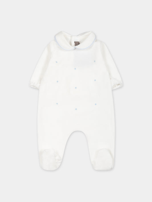 Tutina bianca per neonato con pois,Little Bear,7039 LATTE/CIELO