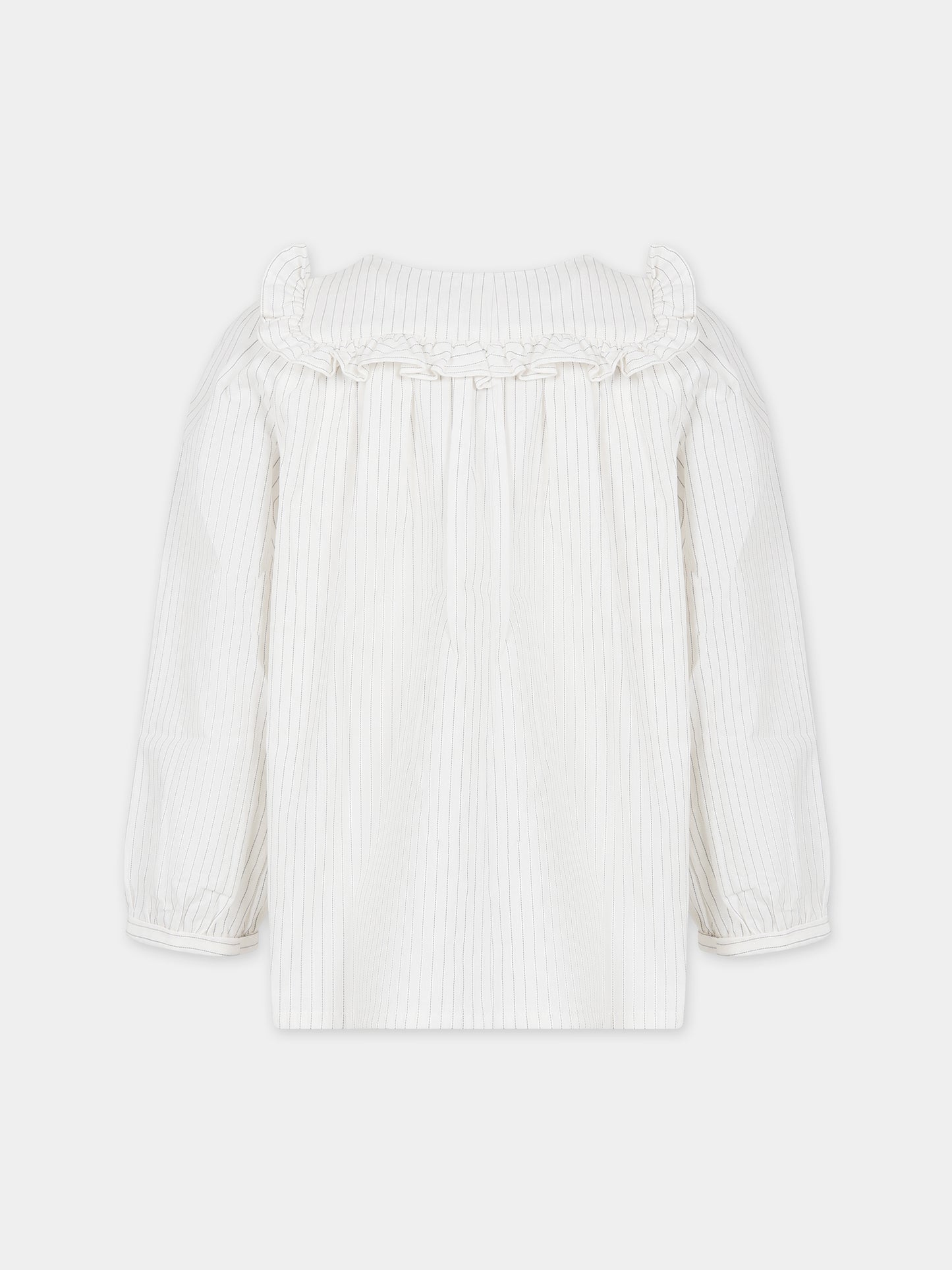 Camicia bianca per bambina a righe,Bonpoint,W03GBLW00002 203