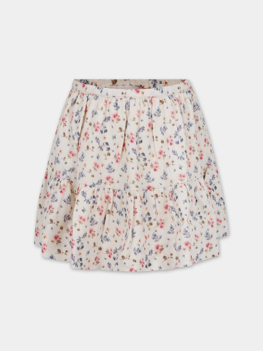 Gonna casual rosa con stampa floreale,Bonpoint,W03GSKW00025 522C