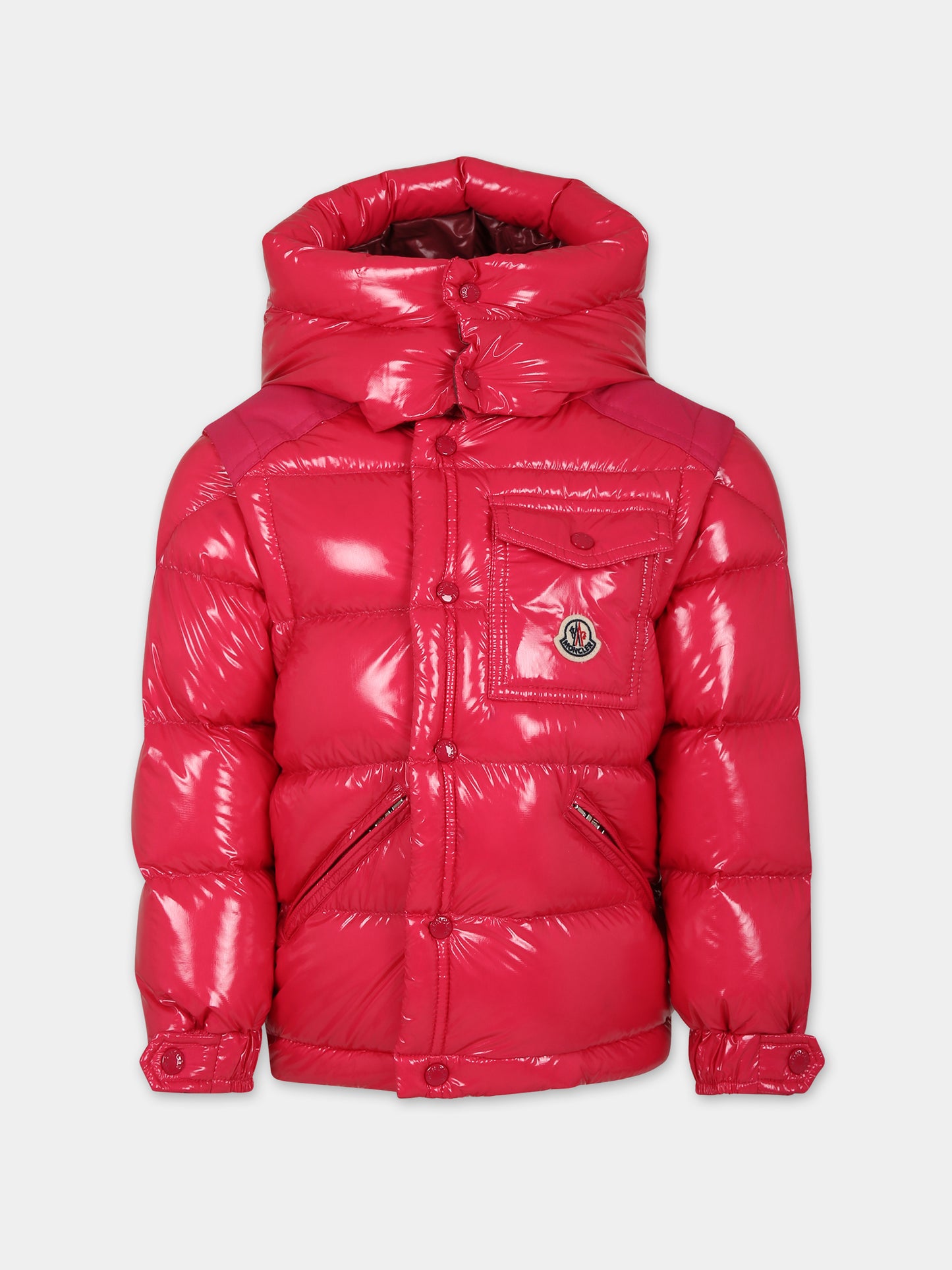 Piumino Karakorum fucsia per bambina con logo,Moncler Kids,954 1A00113 59607 541