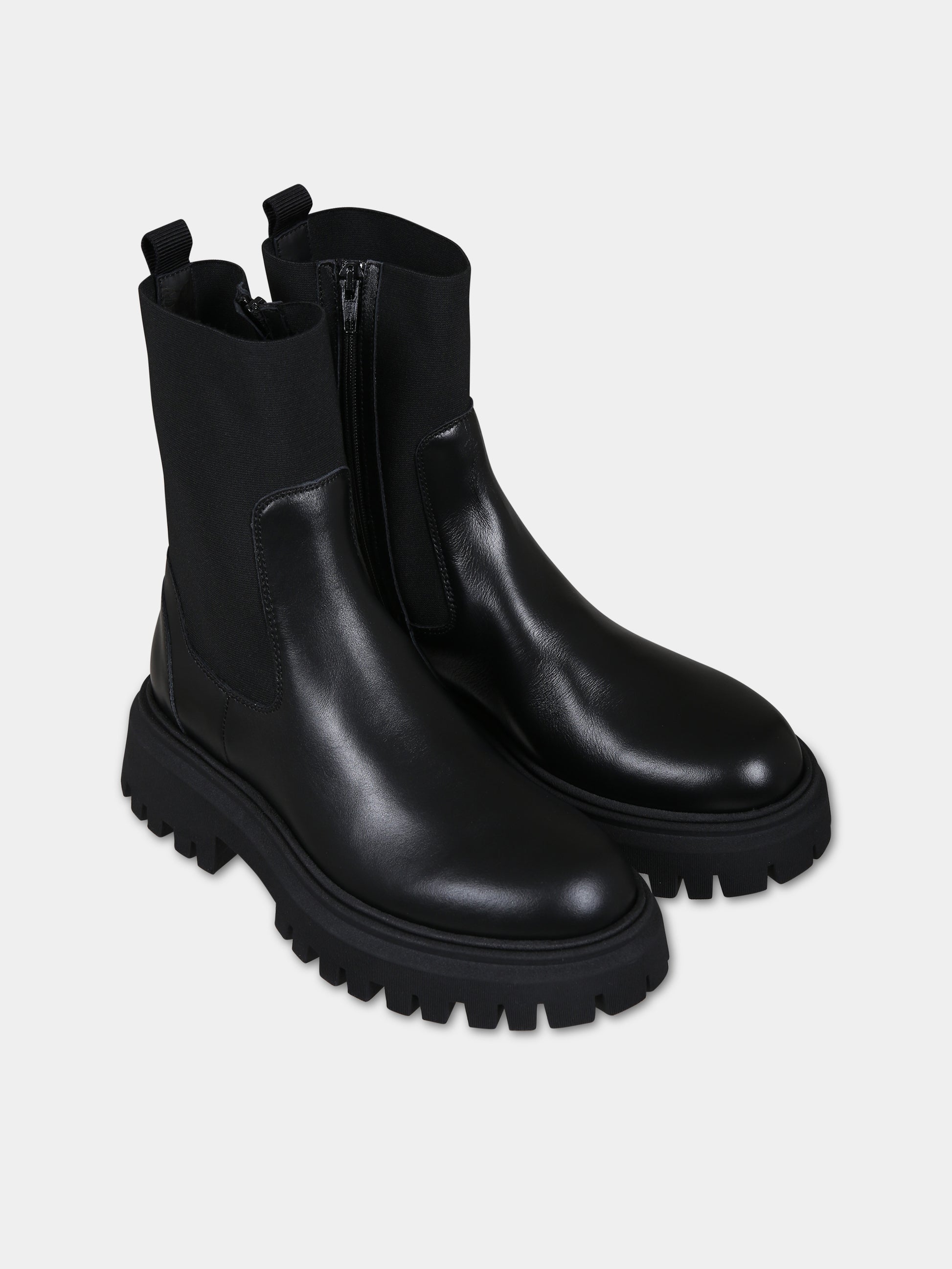 Stivali neri per bambina con logo,Moncler Kids,954 4F00030 M2302 999