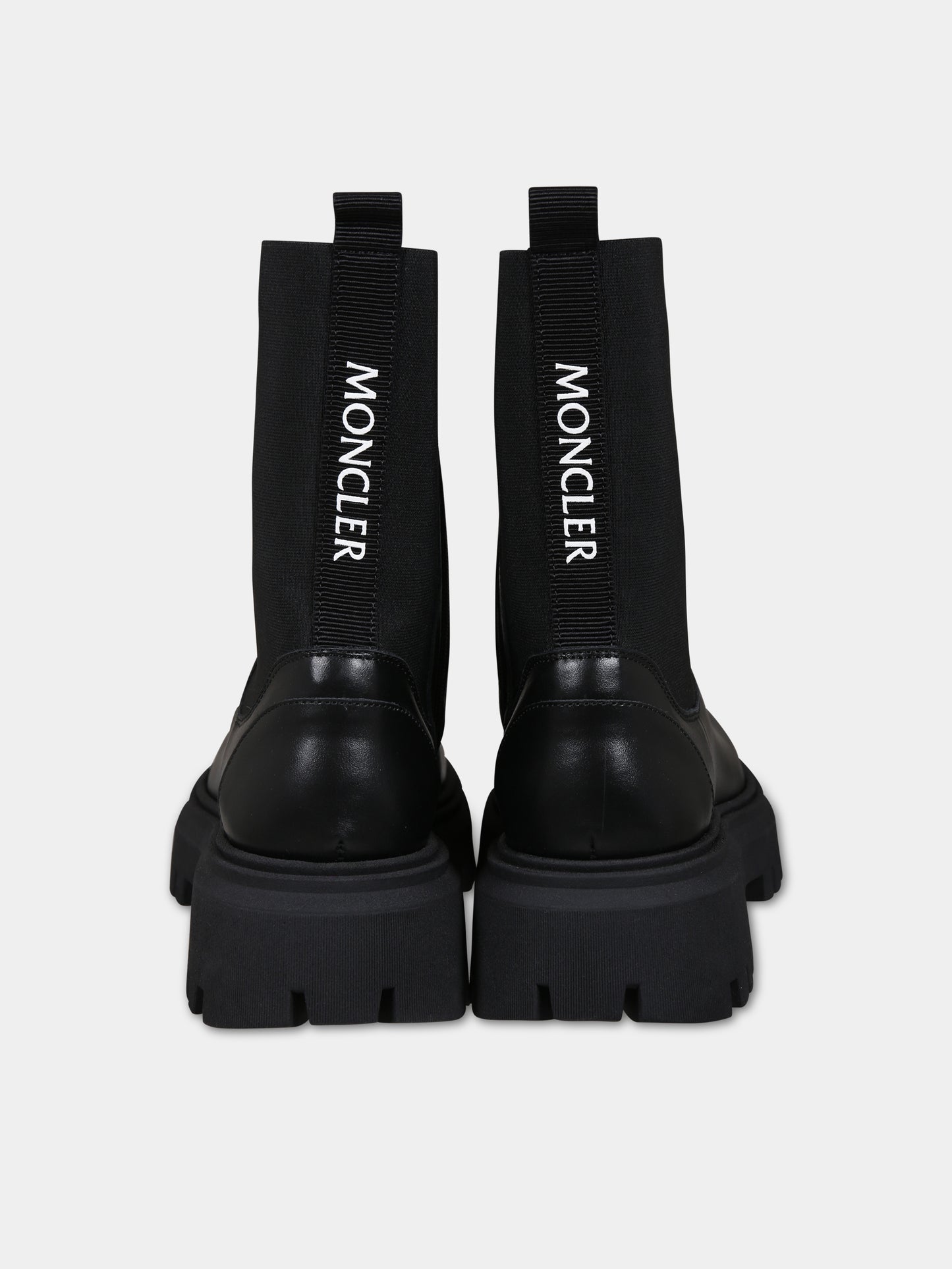 Stivali neri per bambina con logo,Moncler Kids,954 4F00030 M2302 999