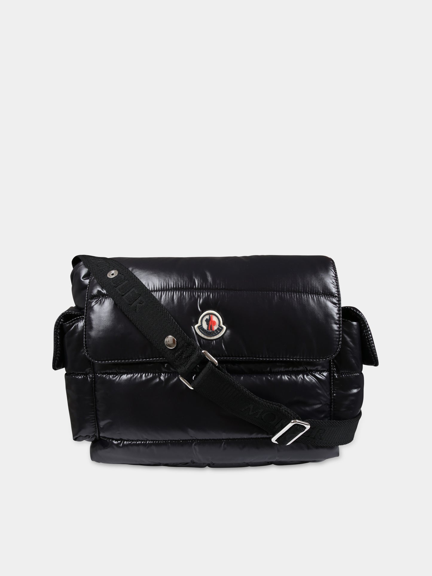 Borsa mamma nera per neonati con patch logato,Moncler Kids,951 5D00002 68950 999