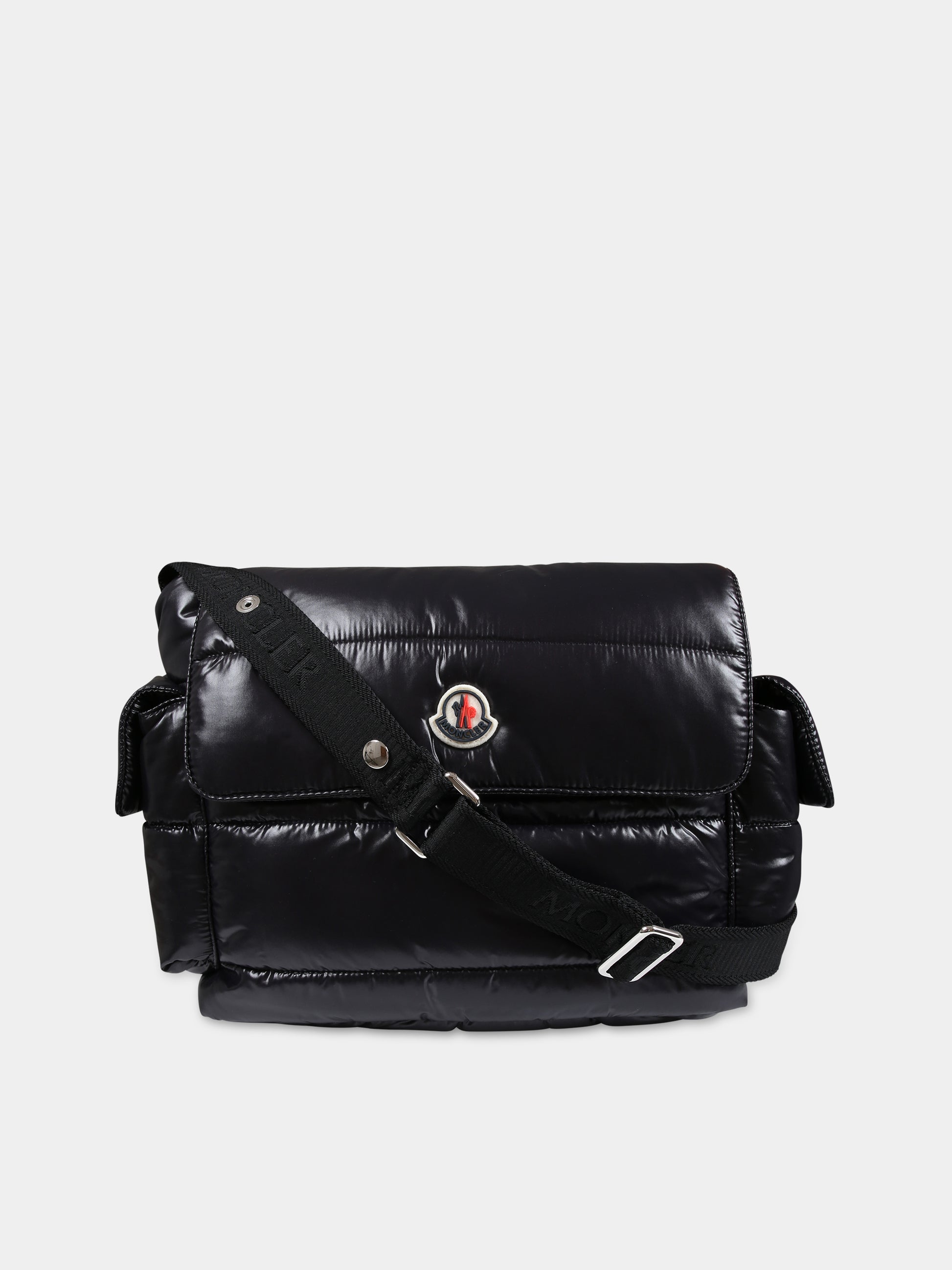 Borsa mamma nera per neonati con patch logato,Moncler Kids,951 5D00002 68950 999