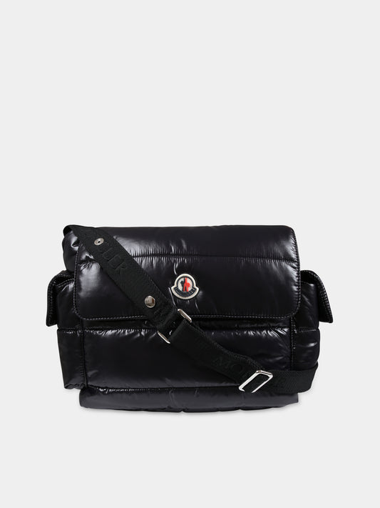 Borsa mamma nera per neonati con patch logato,Moncler Kids,951 5D00002 68950 999