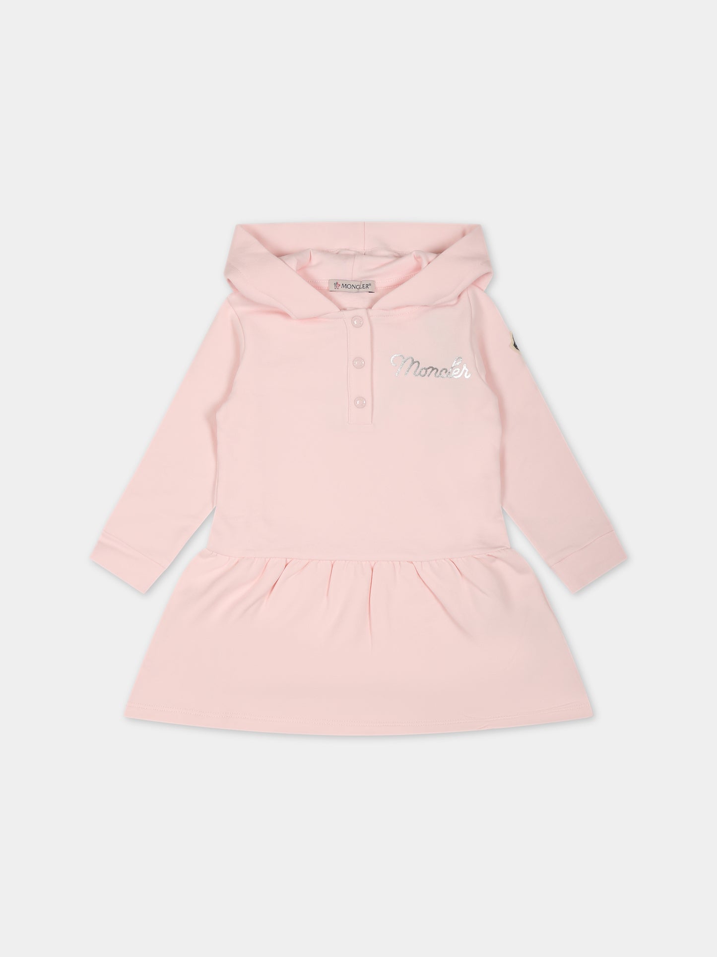 Vestito rosa per neonata con logo,Moncler Kids,951 8I00005 89A23 503