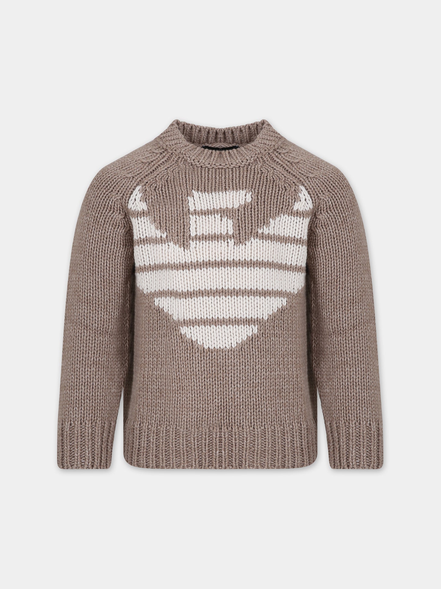 Maglione beige per bambino con aquilotto,Armani Junior,6R4M57 4M03Z 0445