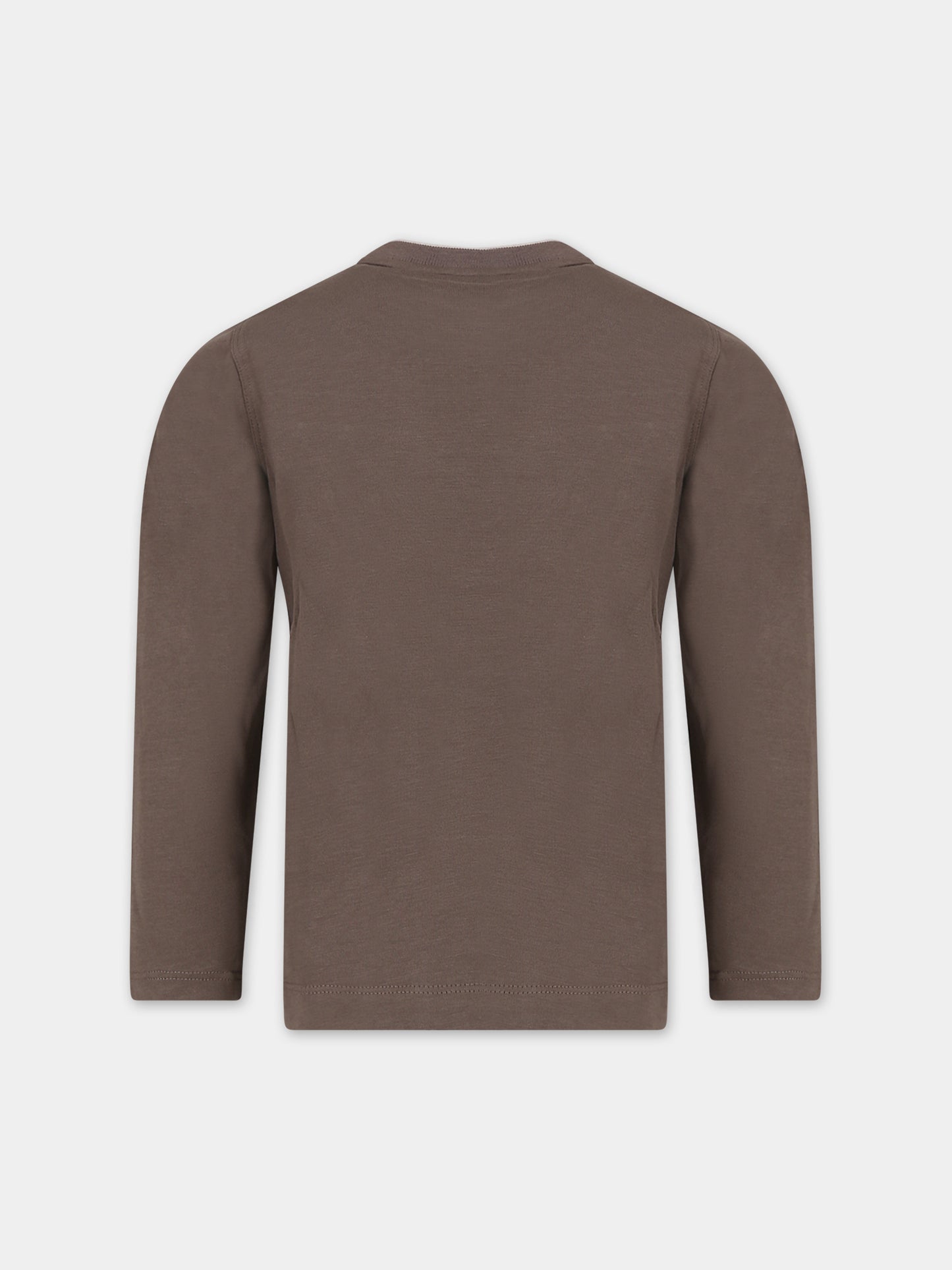 T-shirt marrone per bambino con aquilotto e logo,Armani Junior,6R4TJT 1JWZZ 0439