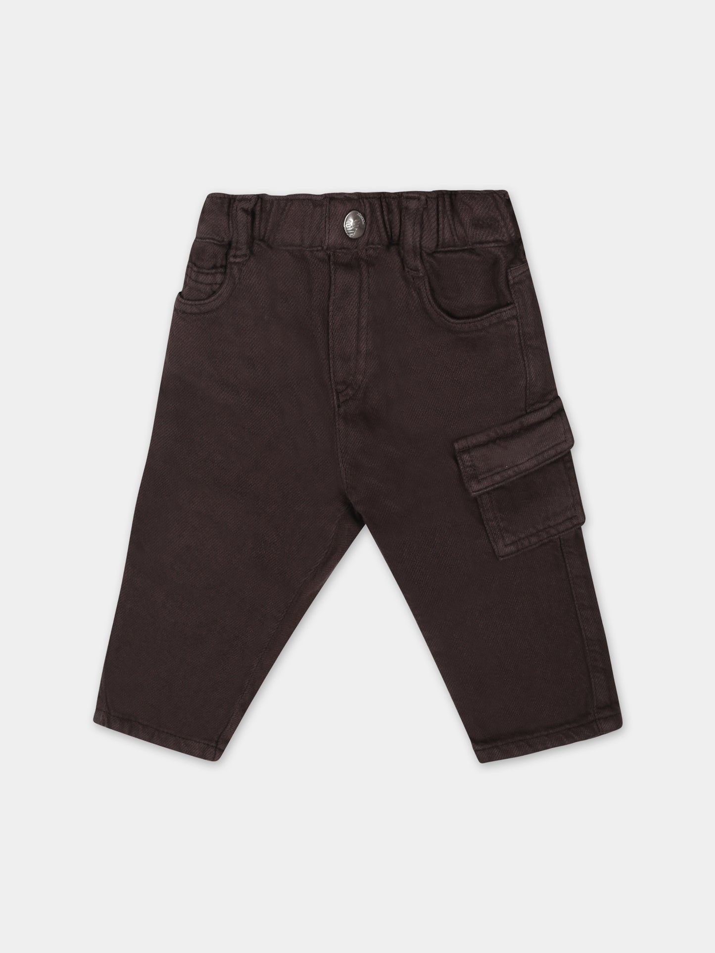 Pantaloni marroni per neonato con aquilotto,Armani Junior,6RHJ40 3N5NZ 05A6