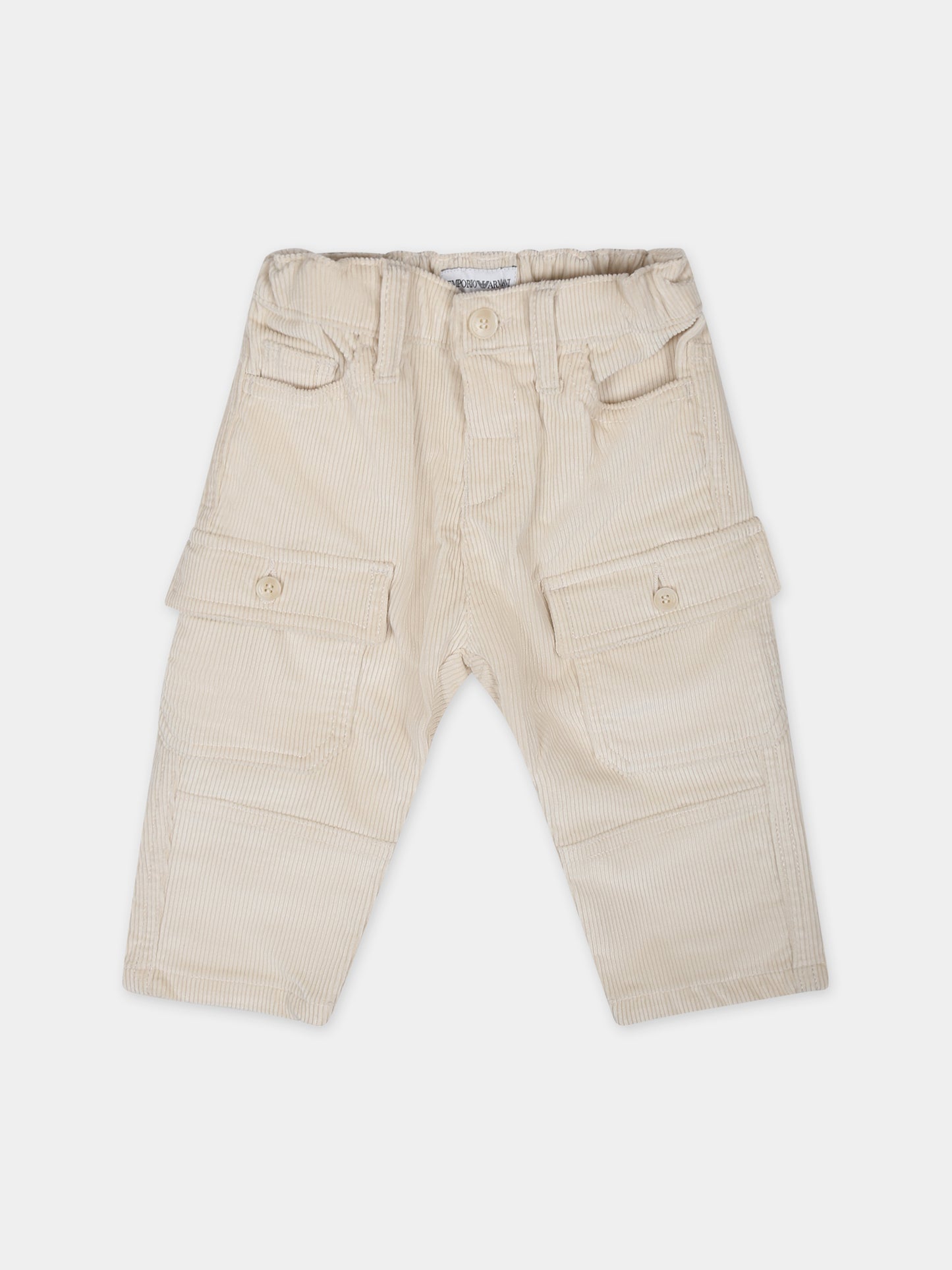 Pantaloni avorio per neonato con aquilotto,Armani Junior,6RHJJA 3N5RZ 0304