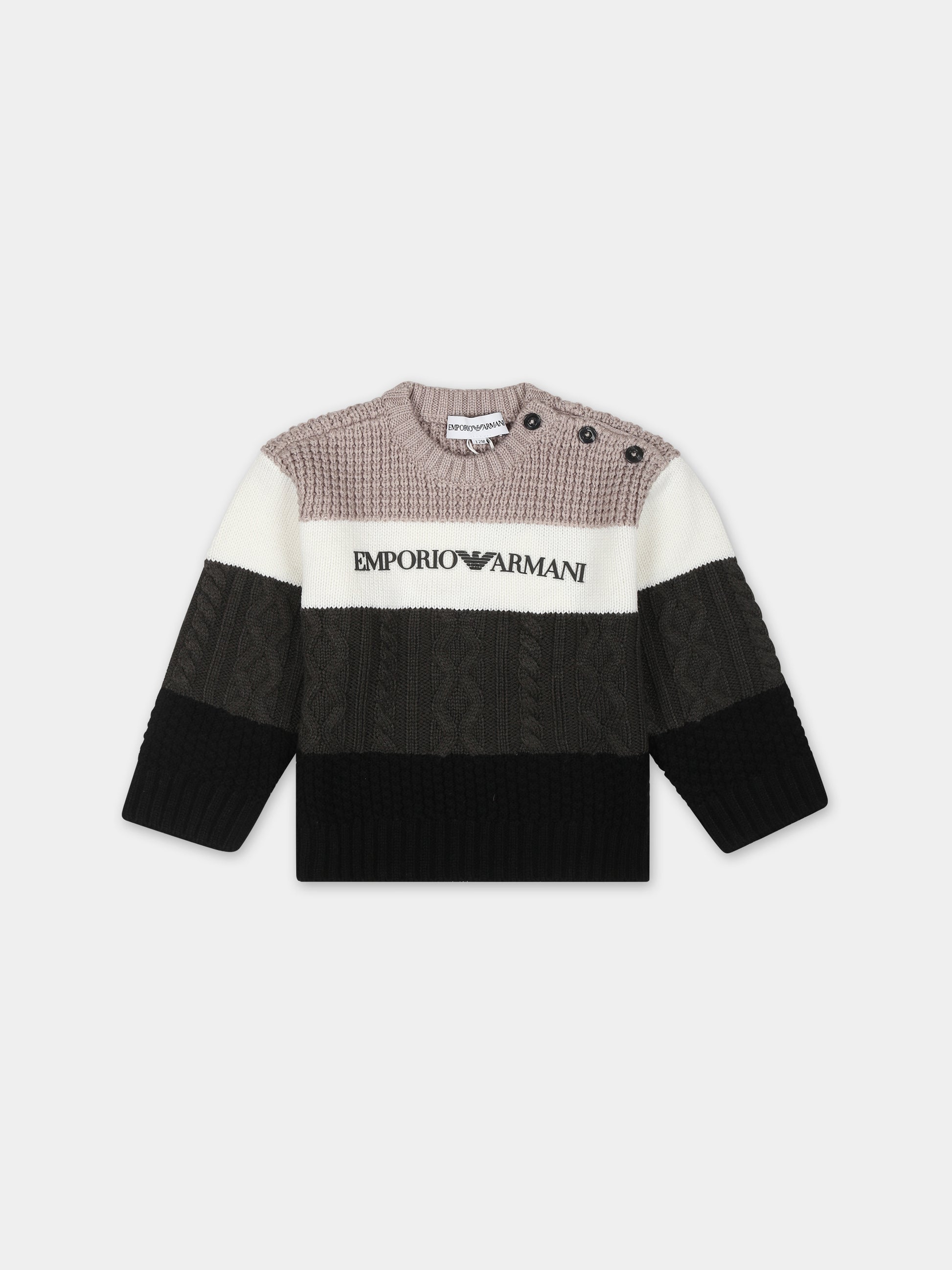 Maglione multicolor per neonato con aquilotto e logo,Armani Junior,6RHM59 4MHEZ F129
