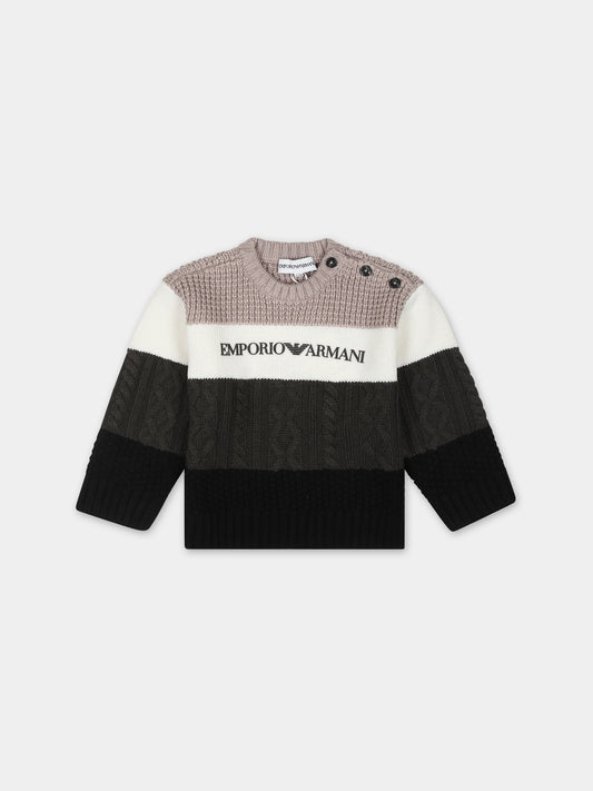 Maglione multicolor per neonato con aquilotto e logo,Armani Junior,6RHM59 4MHEZ F129